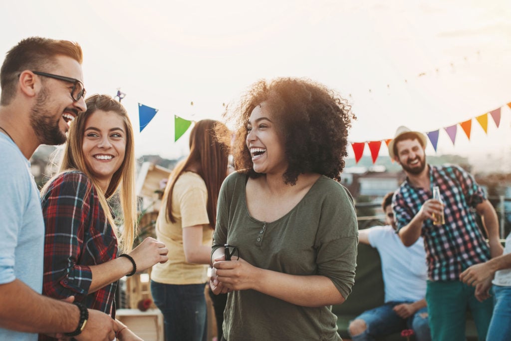Smiling group at accessible community event